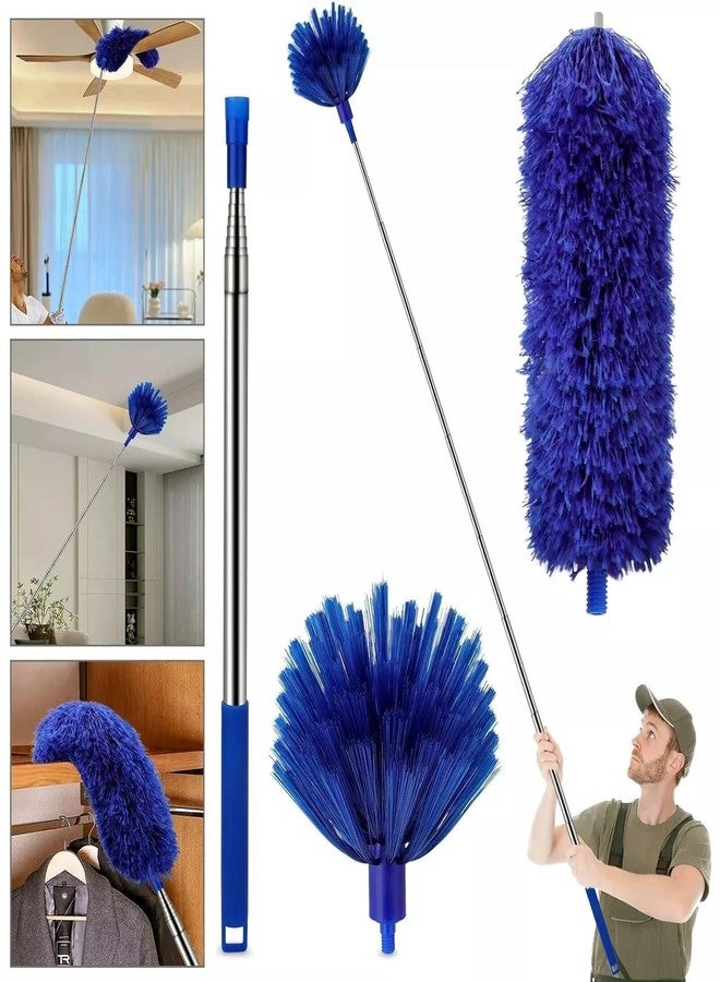 Giggle Tree Microfiber Feather Duster with Mop Stick-Essential Home Cleaning Products for Dusting,Fan Cleaner and More,Extendable Telescopic Handle for Easy Reach and Efficient Cleaning (Navy Blue) - Image 1